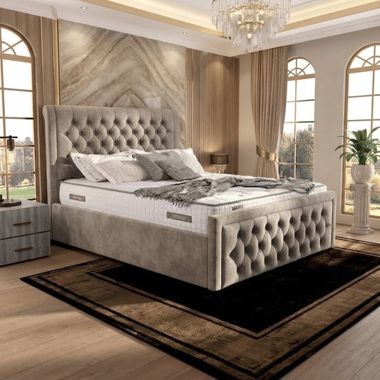 Silk Upholstered Ottoman Bed - Clay Wool