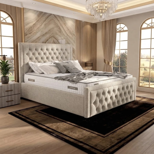 Silk Upholstered Ottoman Bed - Grey Chenille