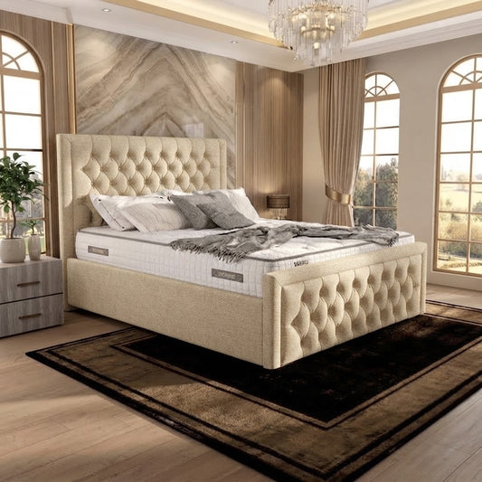 Silk Upholstered Ottoman Bed - Mink Chenille
