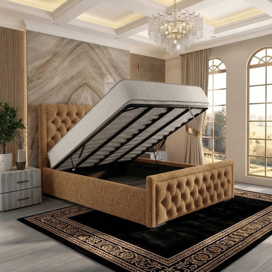 Silk Upholstered Ottoman Bed - Mink Naples