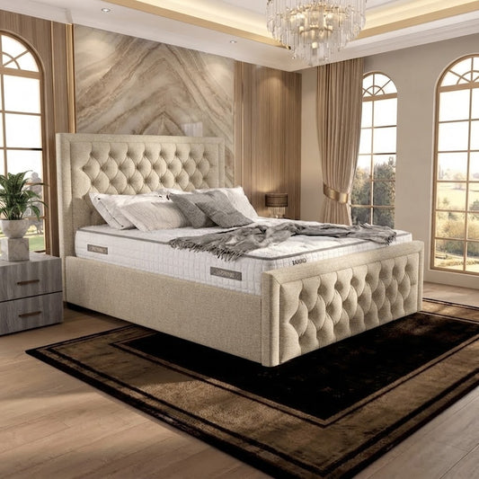 Silk Upholstered Ottoman Bed - Putty Linen