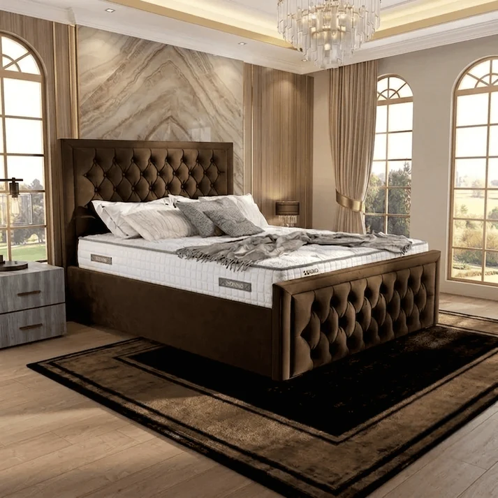 Silk Upholstered Ottoman Bed