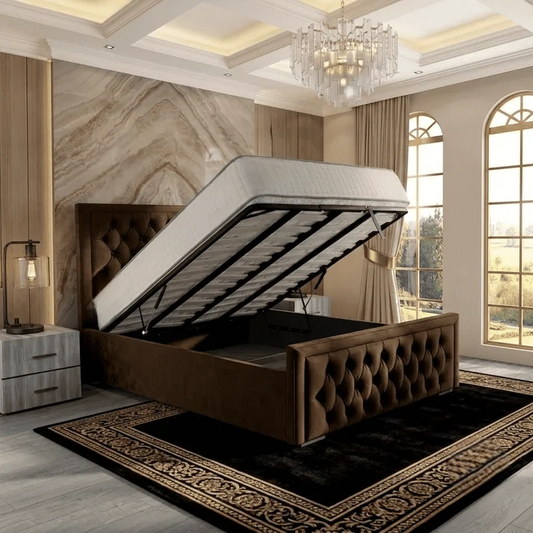 Silk Upholstered Ottoman Bed