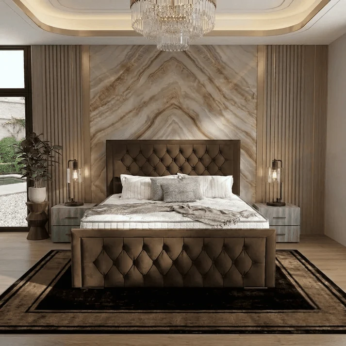 Silk Upholstered Ottoman Bed