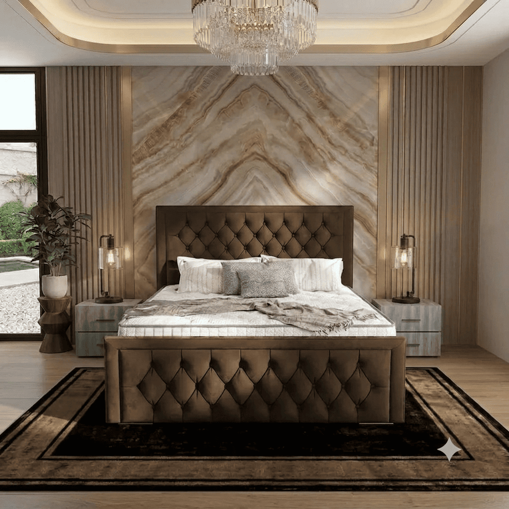 Silk Upholstered Ottoman Bed - Clay Wool