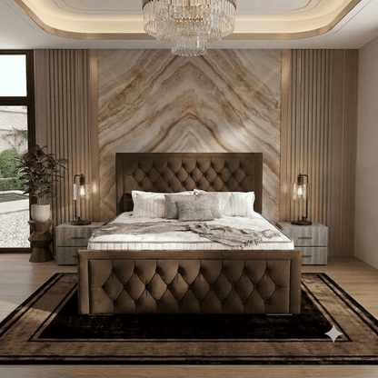 Silk Upholstered Ottoman Bed - Clay Wool
