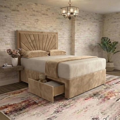 Sunrise Divan Bed - Beige Plush Velvet