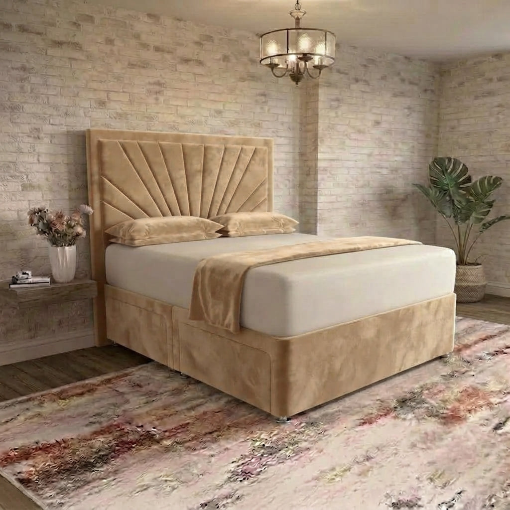 Sunrise Divan Bed - Beige Plush Velvet
