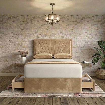 Sunrise Divan Bed - Beige Plush Velvet