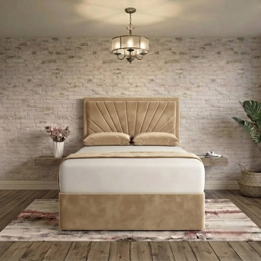 Sunrise Divan Bed - Beige Plush Velvet
