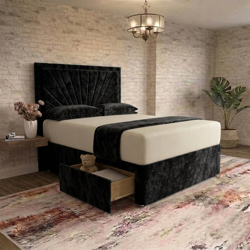 Sunrise Divan Bed - Black Chenille