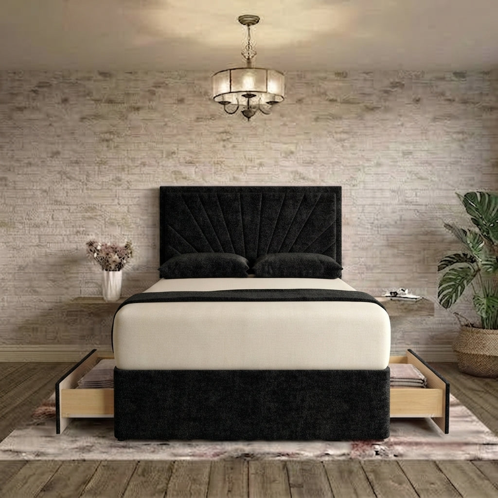 Sunrise Divan Bed - Black Chenille