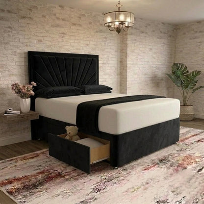 Sunrise Divan Bed - Black Plush Velvet