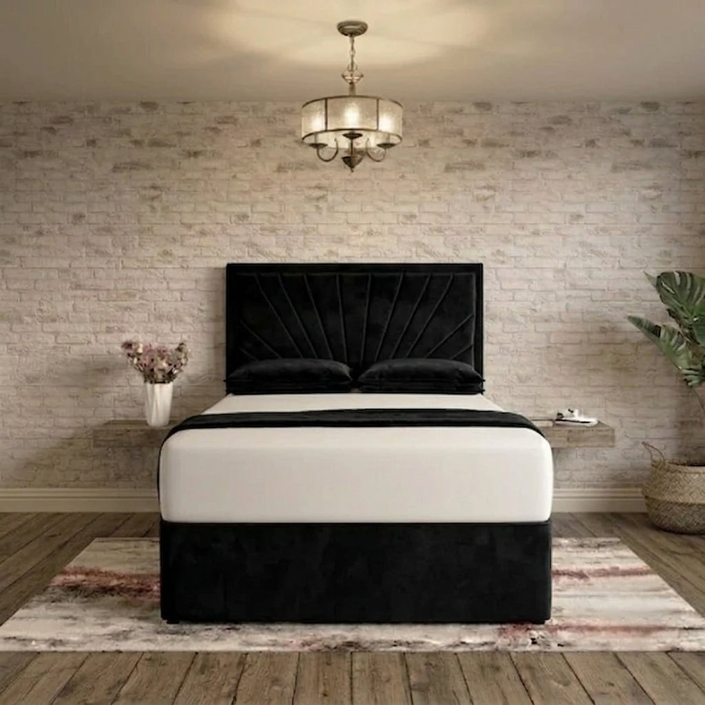 Sunrise Divan Bed - Black Plush Velvet