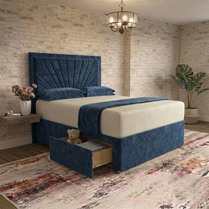 Sunrise Divan Bed - Blue Chenille