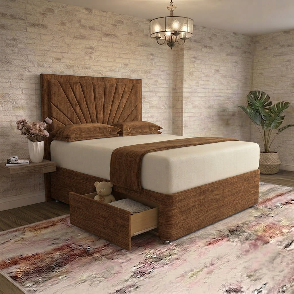 Sunrise Divan Bed - Brown Chenille