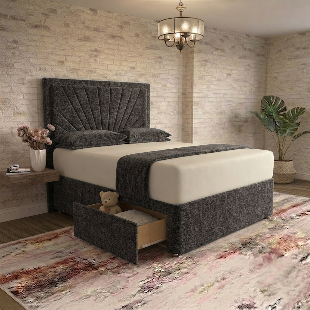Sunrise Divan Bed - Charcoal Chenille