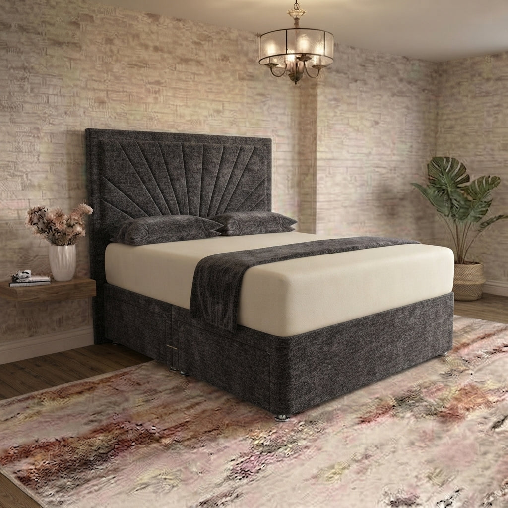 Sunrise Divan Bed - Charcoal Chenille