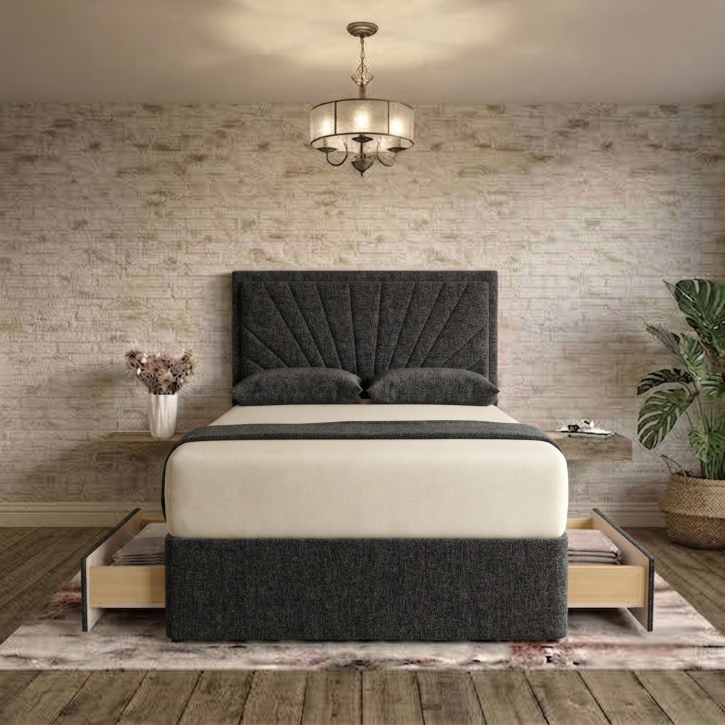 Sunrise Divan Bed - Charcoal Chenille