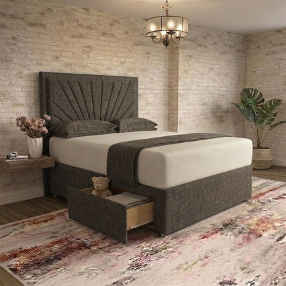 Sunrise Divan Bed - Charcoal Linen