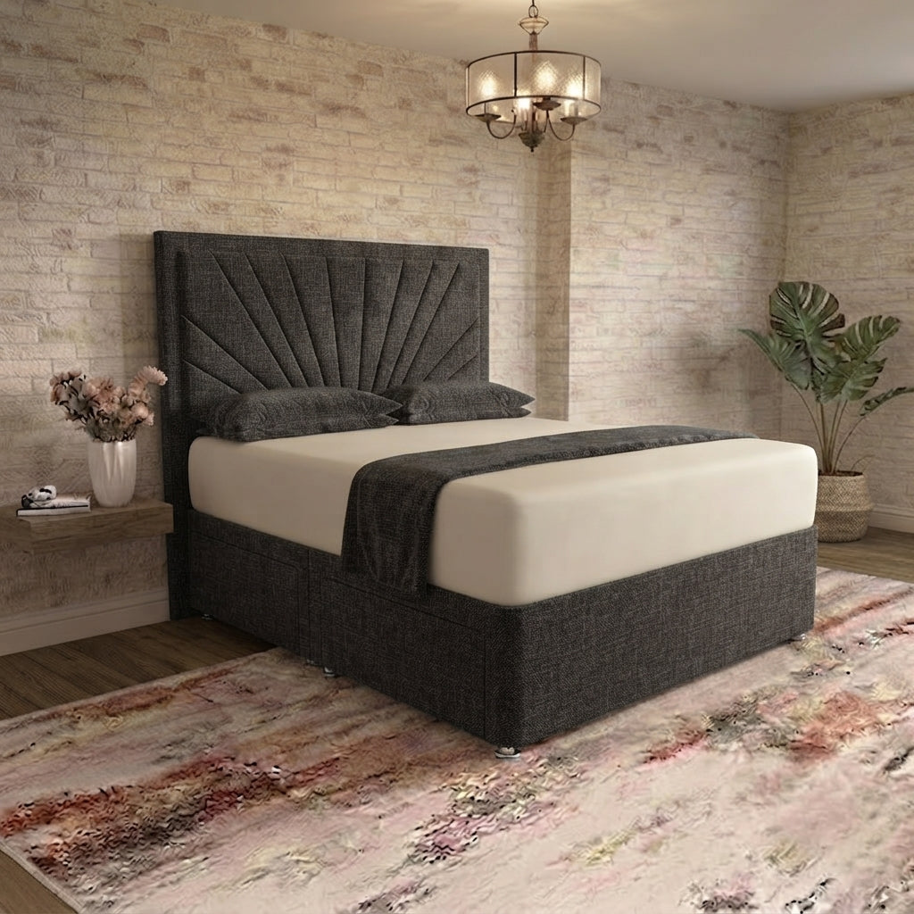 Sunrise Divan Bed - Charcoal Linen