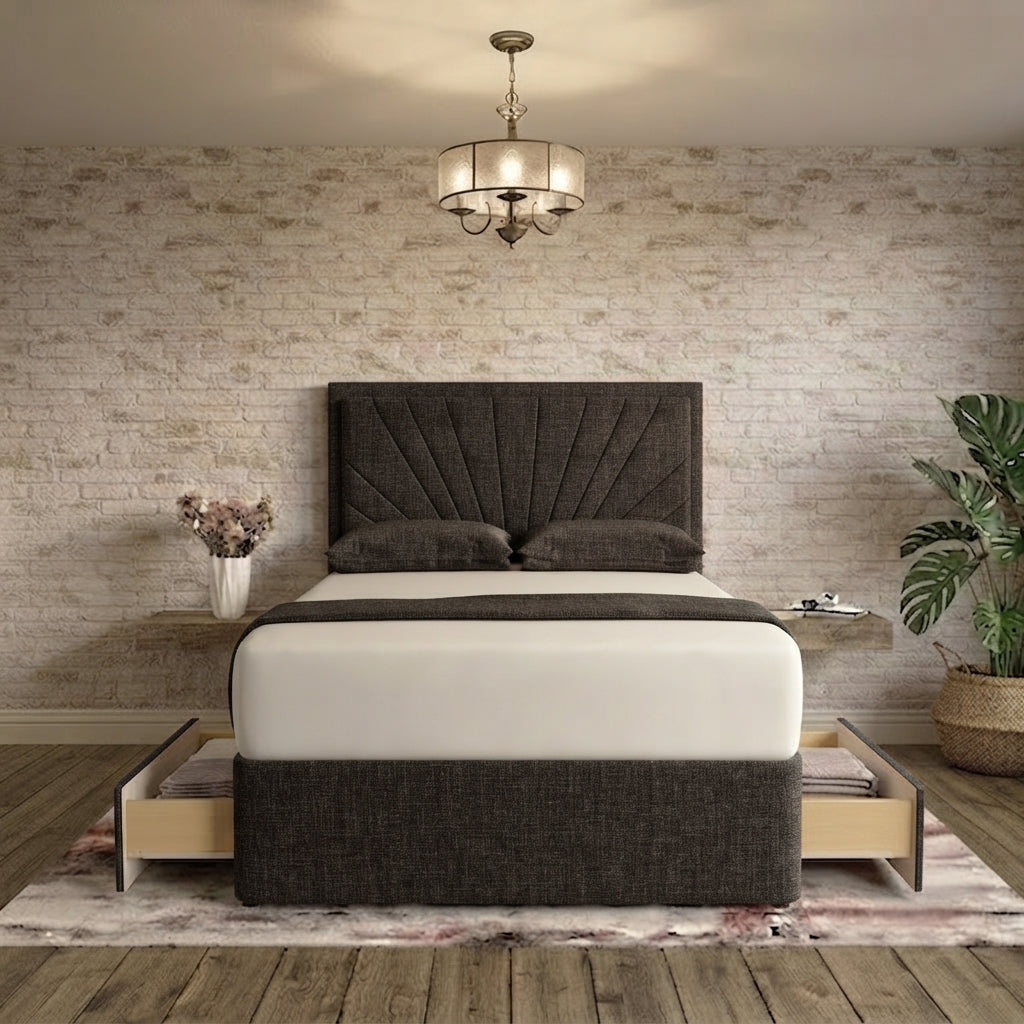 Sunrise Divan Bed - Charcoal Linen