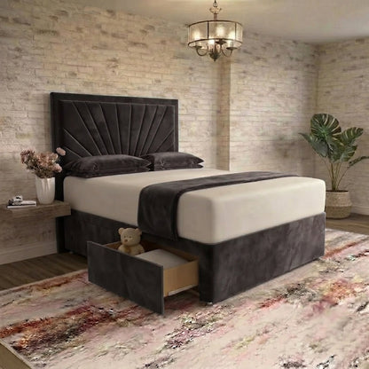 Sunrise Divan Bed - Charcoal Plush Velvet