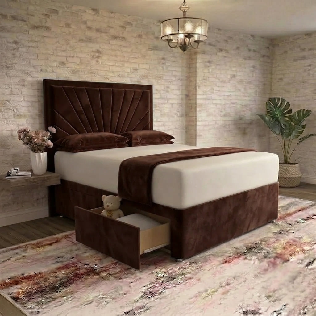 Sunrise Divan Bed - Chocolate Plush Velvet