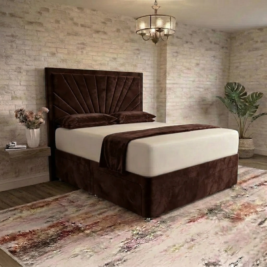 Sunrise Divan Bed - Chocolate Plush Velvet