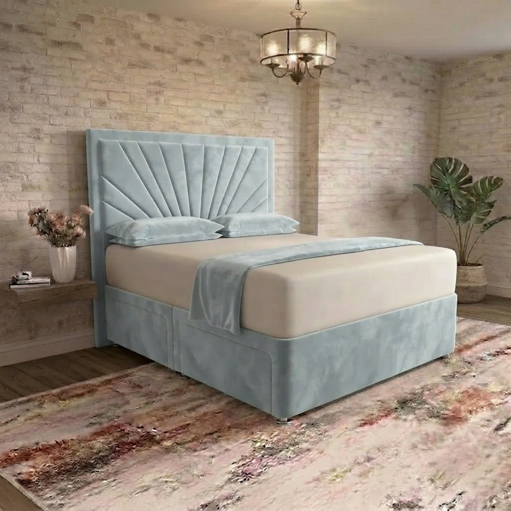 Sunrise Divan Bed - Duck Egg Plush Velvet