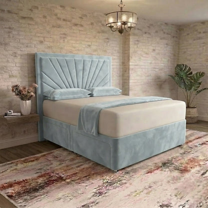 Sunrise Divan Bed - Duck Egg Plush Velvet