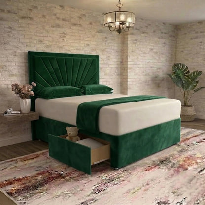 Sunrise Divan Bed - Green Plush Velvet