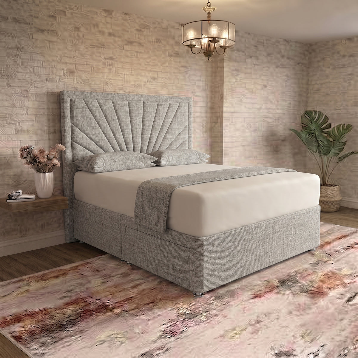 Sunrise Divan Bed - Grey Chenille