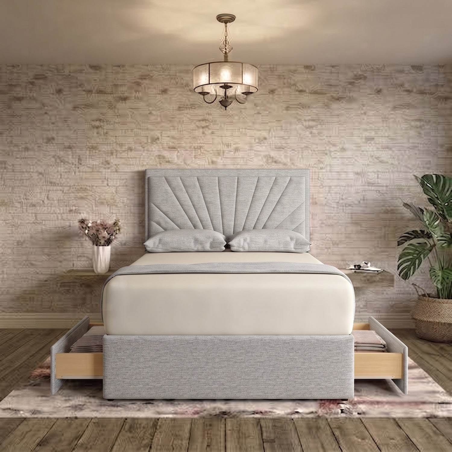 Sunrise Divan Bed - Grey Chenille