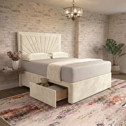 Sunrise Divan Bed - Ivory Plush Velvet
