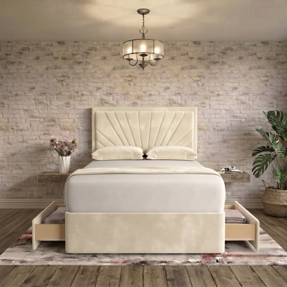Sunrise Divan Bed - Ivory Plush Velvet