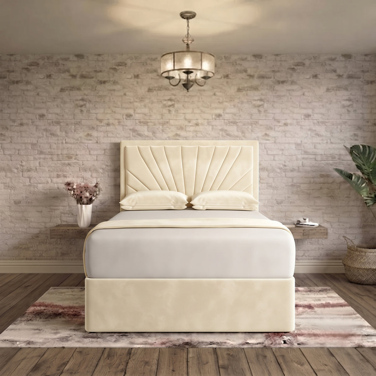 Sunrise Divan Bed - Ivory Plush Velvet