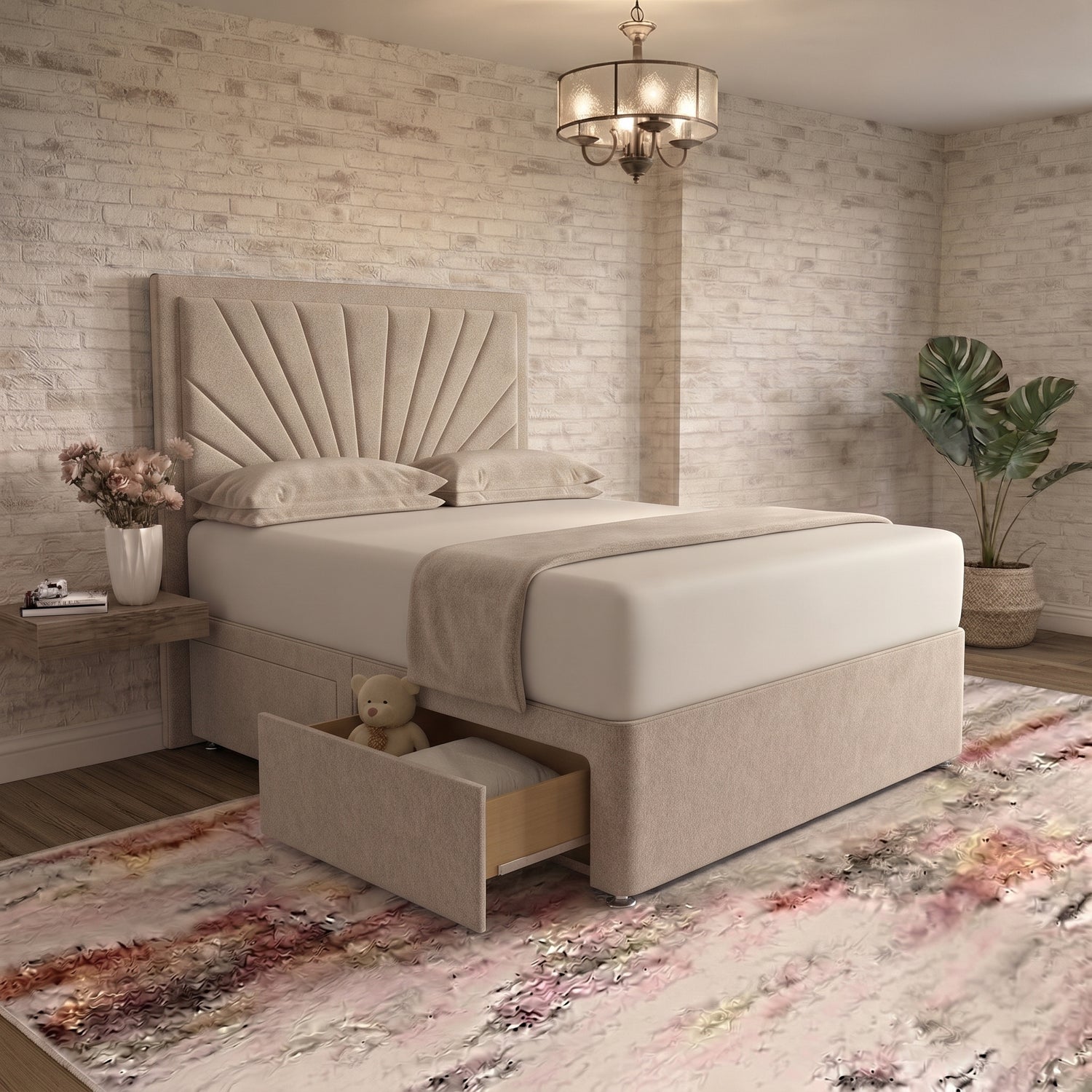 Sunrise Divan Bed - Latte Wool