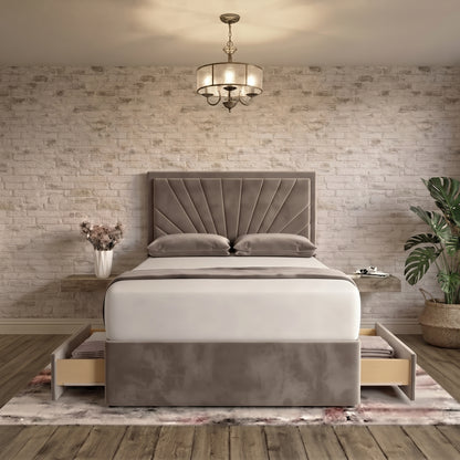Sunrise Divan Bed - Light Grey Plush Velvet