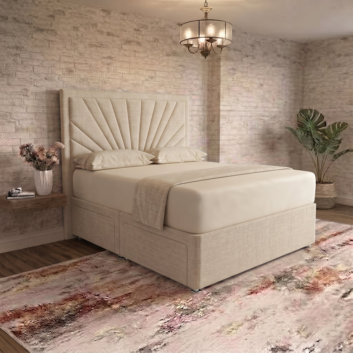 Sunrise Divan Bed - Mink Chenille