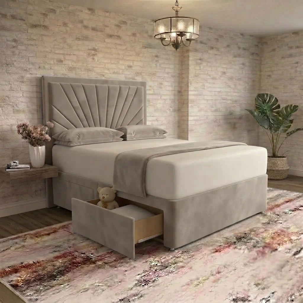 Sunrise Divan Bed - Putty Plush Velvet