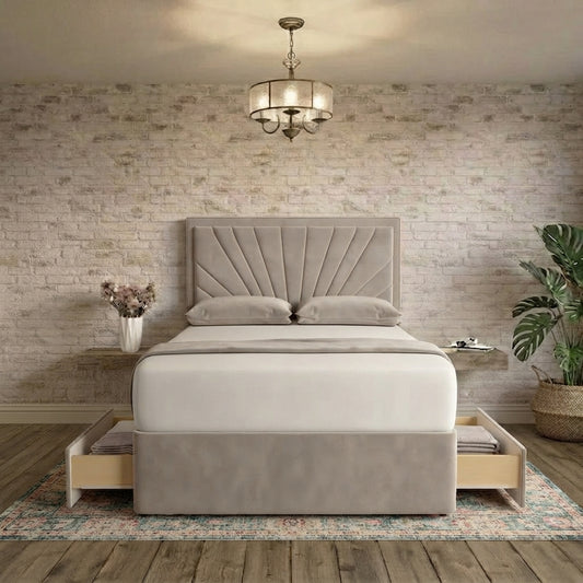 Sunrise Divan Bed - Putty Plush Velvet