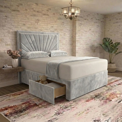 Sunrise Divan Bed - Silver Plush Velvet