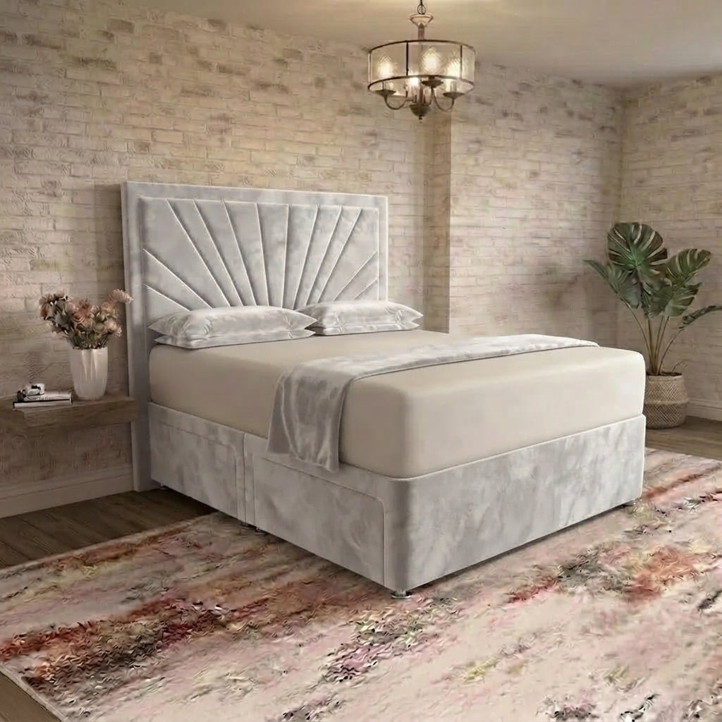 Sunrise Divan Bed - Silver Plush Velvet