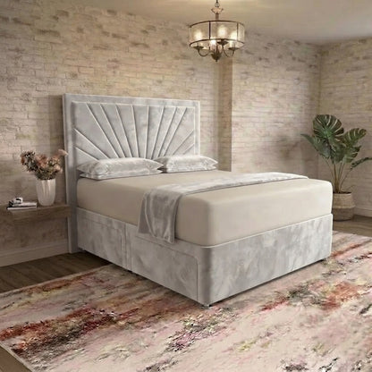 Sunrise Divan Bed - Silver Plush Velvet