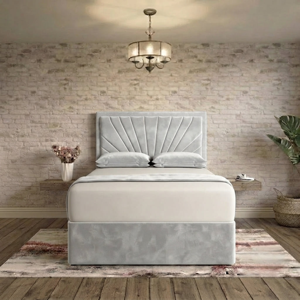 Sunrise Divan Bed - Silver Plush Velvet