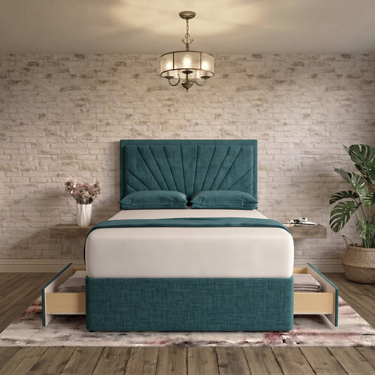 Sunrise Divan Bed - Teal Linen