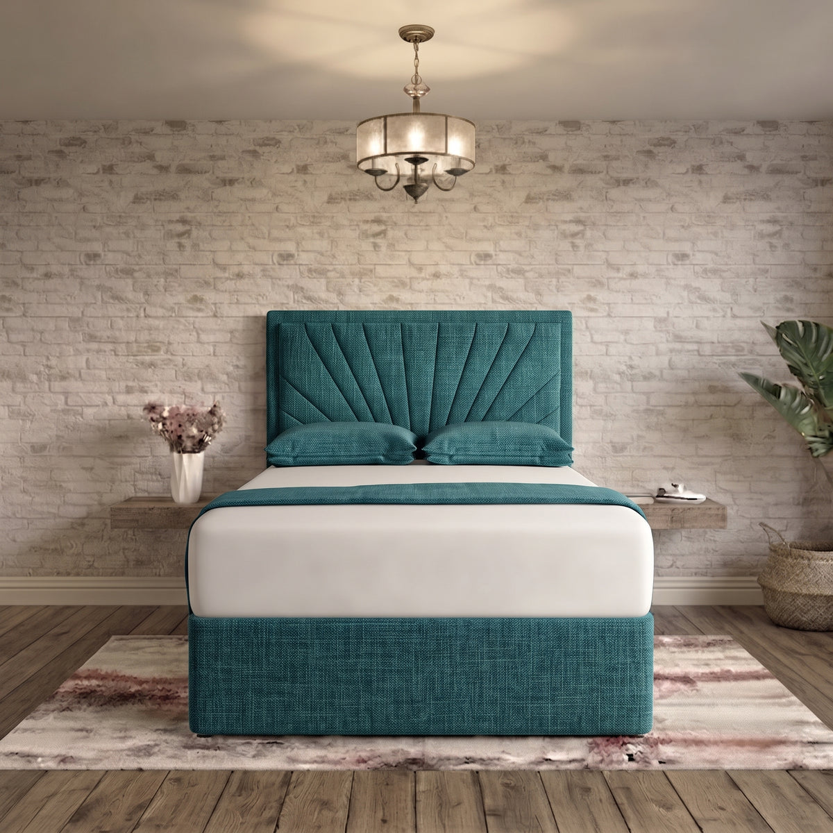 Sunrise Divan Bed - Teal Linen
