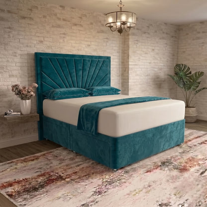 Sunrise Divan Bed - Teal Plush Velvet
