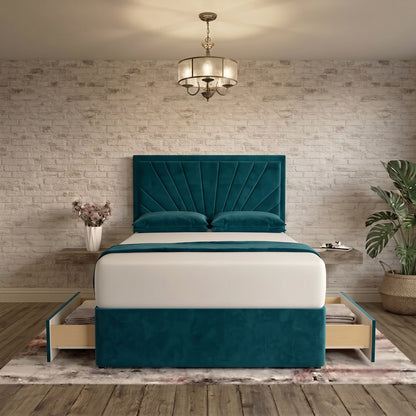 Sunrise Divan Bed - Teal Plush Velvet